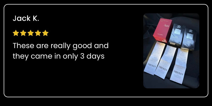 Customer review from Jack K. with photo of fragrance order